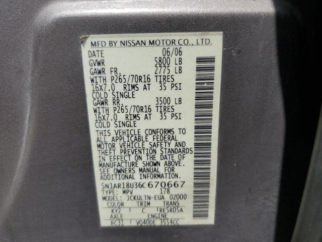 5N1AR18U36C670667 - 2006 NISSAN PATHFINDER LE 棕色 照片 13