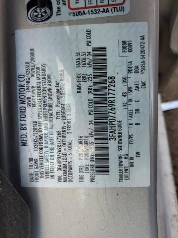 3FAHP07Z69R177268 - 2009 FORD FUSION SE SILVER photo 13