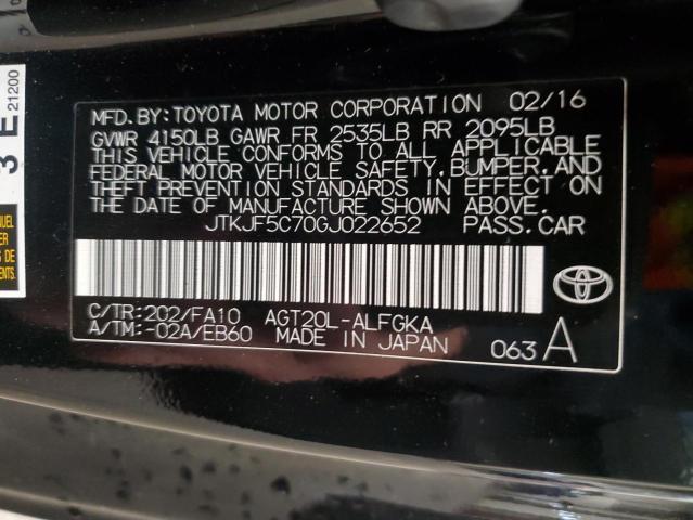 JTKJF5C70GJ022652 - 2016 TOYOTA SCION TC 黑色 照片 12