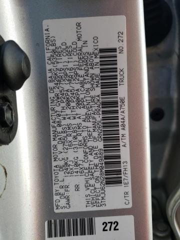 3TMJU62N28M049889 - 2008 TOYOTA TACOMA DOUBLE CAB PRERUNNER SILVER photo 10