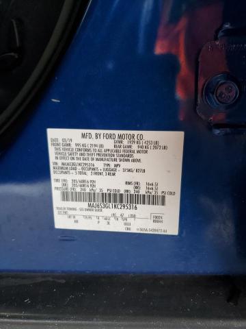 MAJ6S3GL1KC295316 - 2019 FORD ECOSPORT SE ლურჯი ფოტო 13