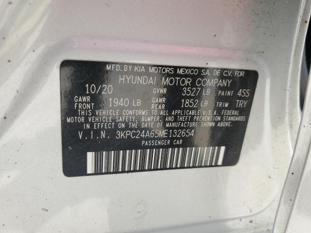 3KPC24A65ME132654 - 2021 HYUNDAI ACCENT SE SILVER photo 12