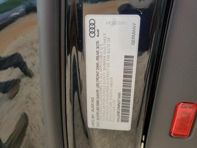 WAUSFBF29MN071649 - 2021 AUDI S7 PRESTIGE BLACK photo 12