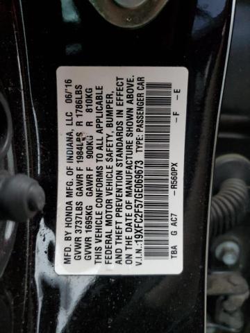 19XFC2F57GE069673 - 2016 HONDA CIVIC LX BLACK photo 12