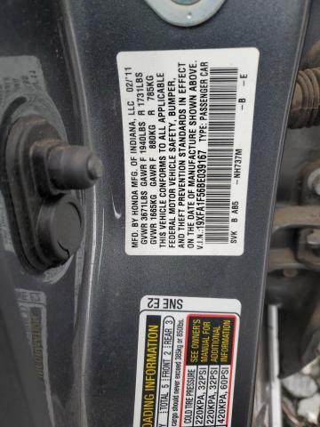 19XFA1F56BE039167 - 2011 HONDA CIVIC LX رمادي صورة 13