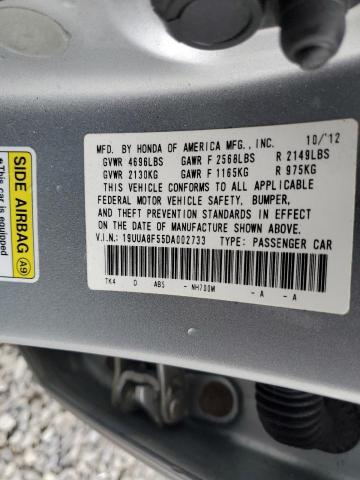 19UUA8F55DA002733 - 2013 ACURA TL TECH ვერცხლისფერი ფოტო 12