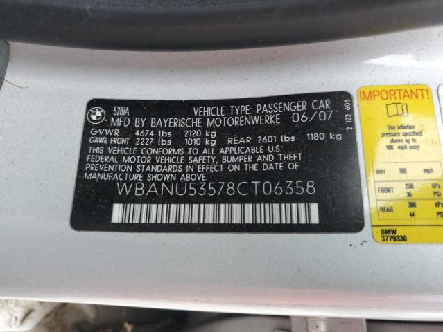 WBANU53578CT06358 - 2008 BMW I8 I Silber Foto 12