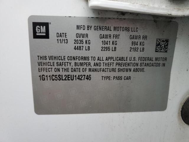 1G11C5SL2EU142746 - 2014 CHEVROLET MALIBU 1LT WHITE photo 12