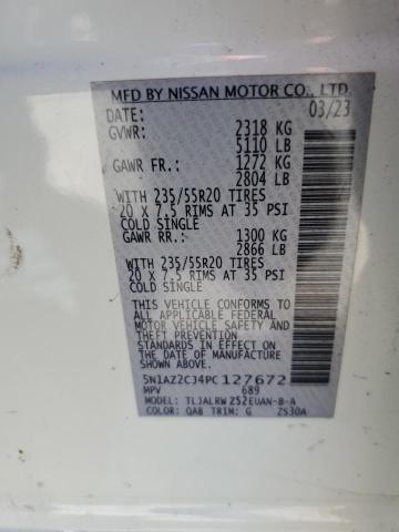 5N1AZ2CJ4PC127672 - 2023 NISSAN MURANO SL WHITE photo 13