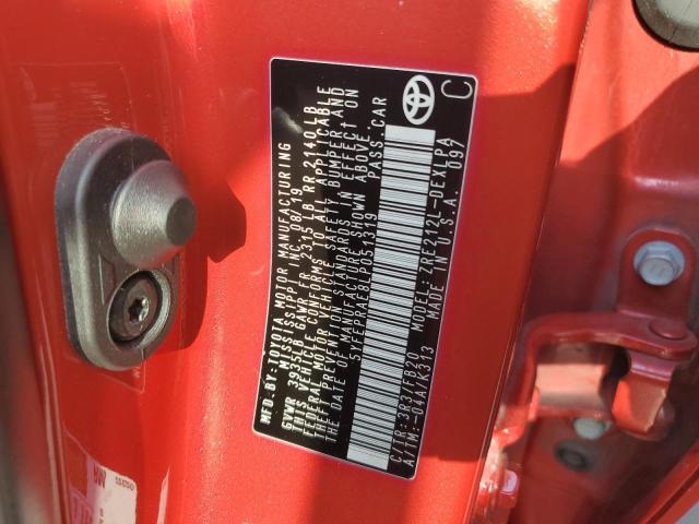 5YFEPRAE8LP051319 - 2020 TOYOTA COROLLA LE წითელი ფოტო 12