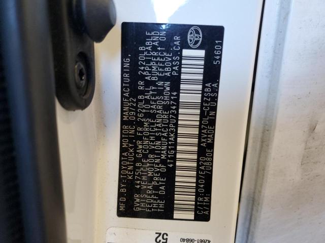 4T1G11AK3PU734714 - 2023 TOYOTA CAMRY SE NIGHT SHADE WHITE photo 12