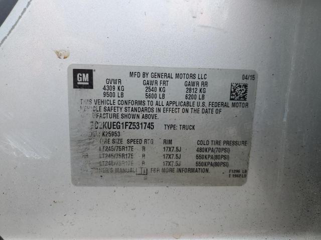 1GC2KUEG1FZ531745 - 2015 CHEVROLET SILVERADO K2500 HEAVY DUTY SILVER photo 12