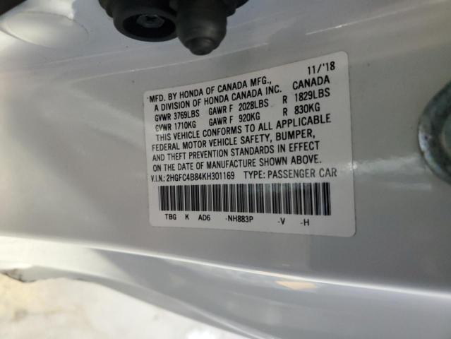 2HGFC4B84KH301169 - 2019 HONDA CIVIC SPORT 白色 照片 12