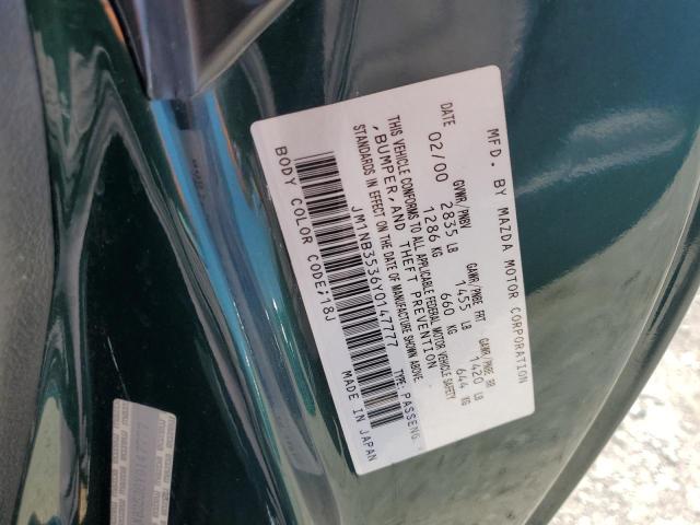 JM1NB3536Y0147777 - 2000 MAZDA MX-5 MIATA BASE GREEN photo 12