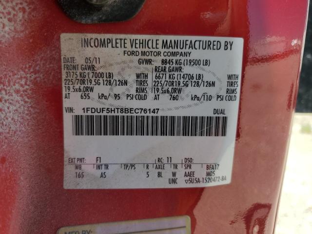 1FDUF5HT8BEC76147 - 2011 FORD F550 SUPER DUTY RED photo 12