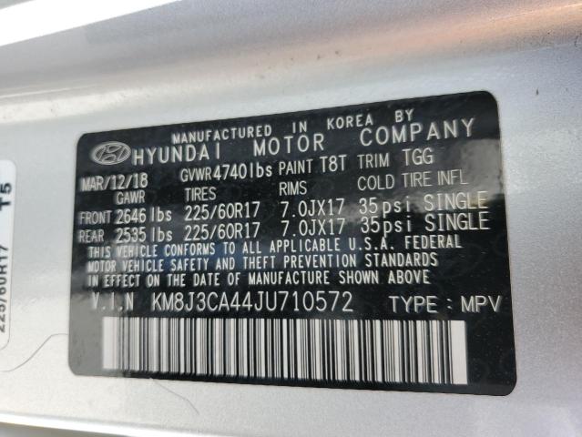 KM8J3CA44JU710572 - 2018 HYUNDAI TUCSON SEL SILVER photo 14