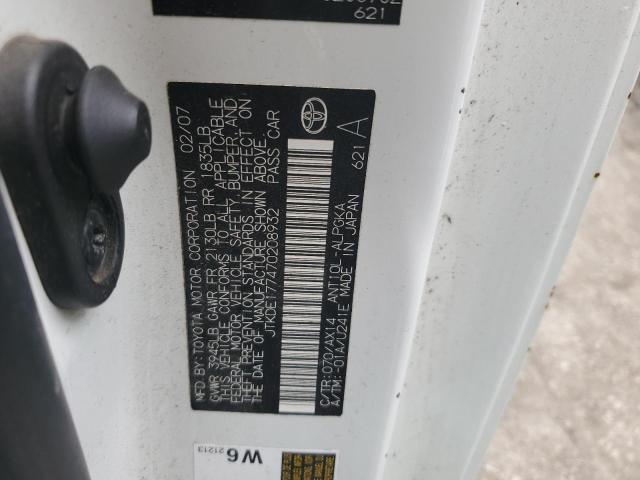 JTKDE177470208932 - 2007 TOYOTA SCION TC 白色 照片 12