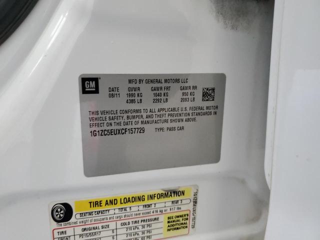 1G1ZC5EUXCF157729 - 2012 CHEVROLET MALIBU 1LT WHITE photo 12