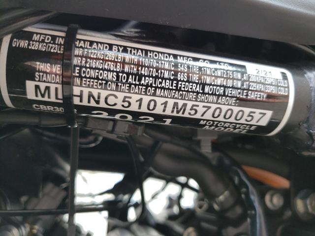 MLHNC5101M5700057 - 2021 HONDA CBR300 R BLACK photo 10