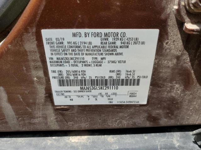 MAJ6S3GL5KC291110 - 2019 FORD ECOSPORT SE Marrón foto 13