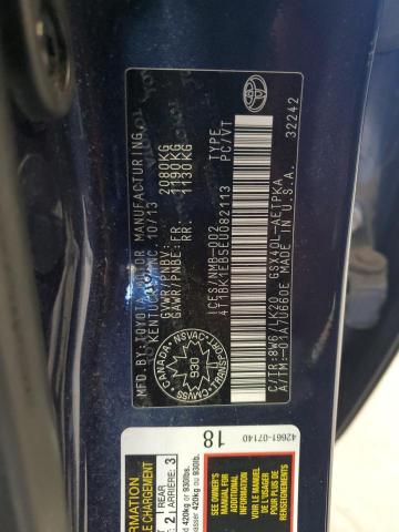 4T1BK1EB5EU082113 - 2014 TOYOTA AVALON BASE BLUE photo 12