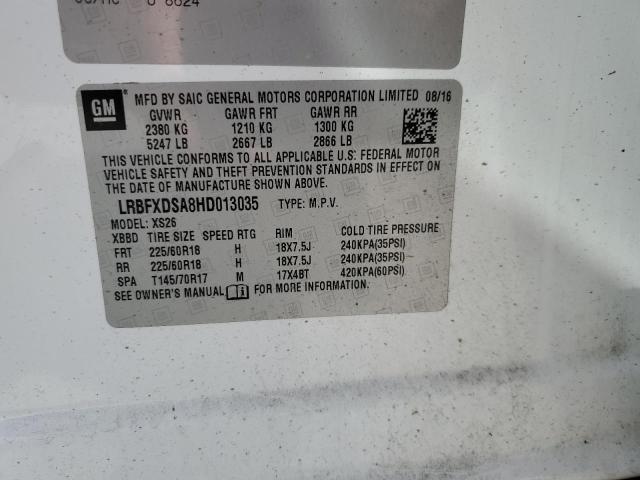 LRBFXDSA8HD013035 - 2017 BUICK ENVISION ESSENCE أبيض صورة 13