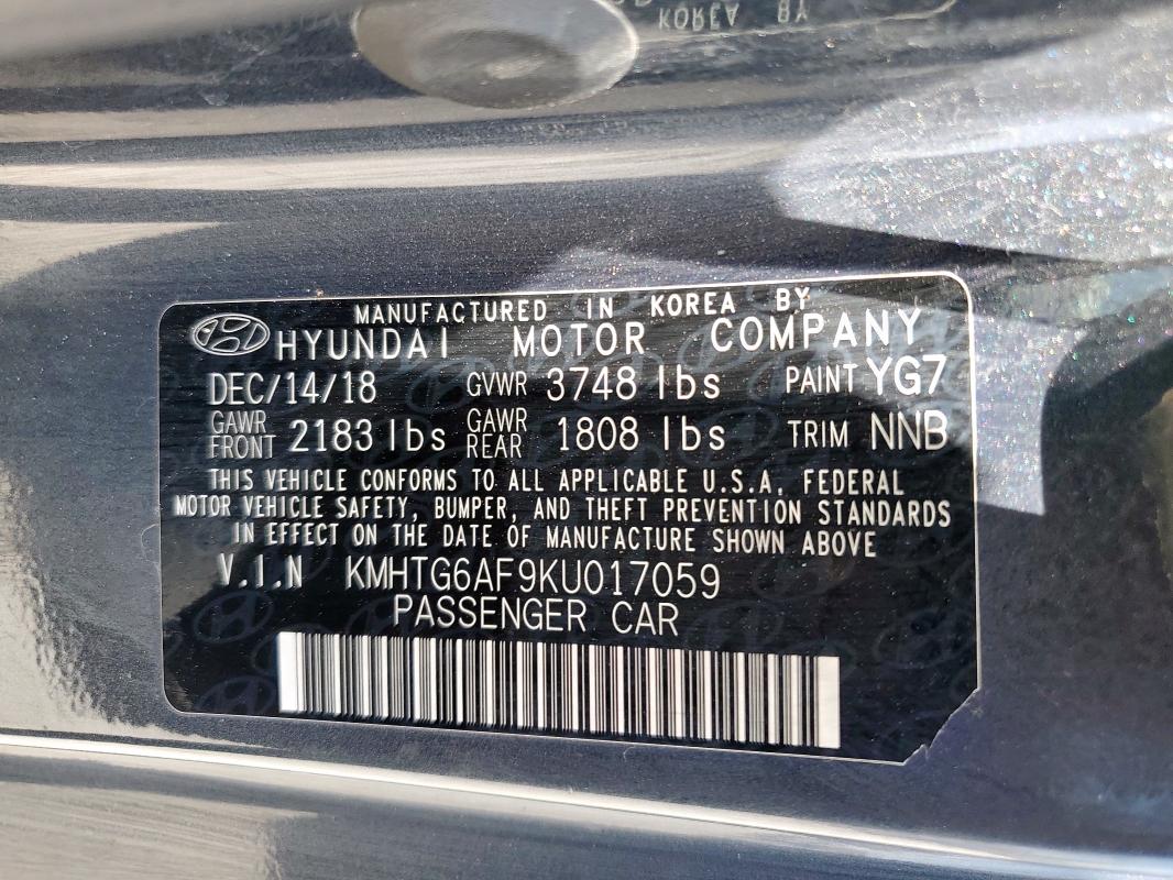 KMHTG6AF9KU017059 - 2019 HYUNDAI VELOSTER BASE GRAY photo 12