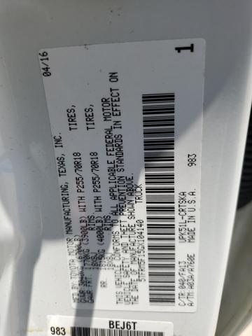 5TFRM5F15GX104140 - 2016 TOYOTA TUNDRA DOUBLE CAB SR/SR5 WHITE photo 12