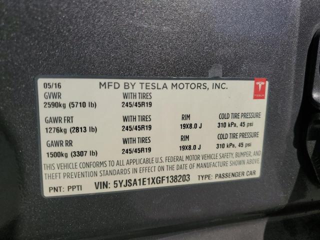 5YJSA1E1XGF138203 - 2016 TESLA MODEL S TAN photo 12