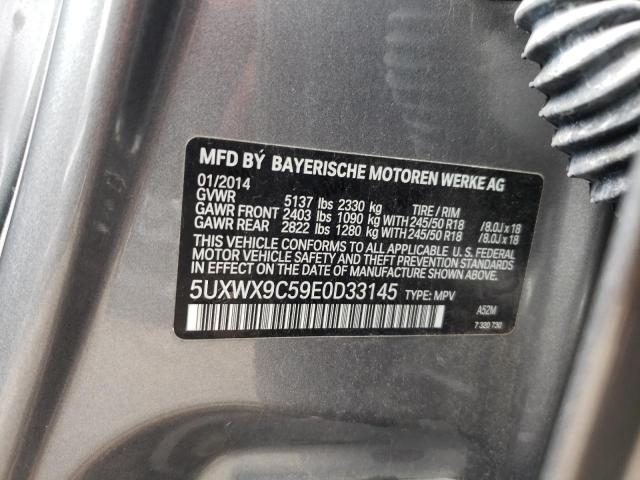 5UXWX9C59E0D33145 - 2014 BMW X3 XDRIVE28I GRAY photo 13