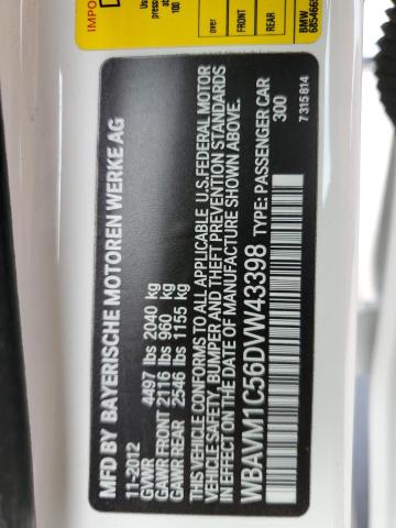 WBAVM1C56DVW43398 - 2013 BMW X1 SDRIVE28I WHITE photo 14