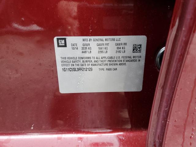 1G11C5SL3FF212129 - 2015 CHEVROLET MALIBU 1LT MAROON photo 12