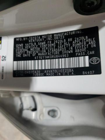 4T1G11AK0RU844963 - 2024 TOYOTA CAMRY SE NIGHT SHADE WHITE photo 12