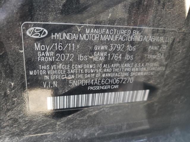 5NPDH4AE6CH067270 - 2012 HYUNDAI ELANTRA GLS BLACK photo 12