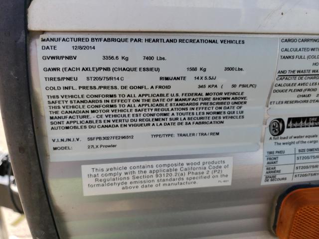 5SFPB3027FE296512 - 2016 HEART LAND PROWLER 双色 照片 10