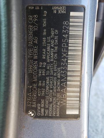 WBAAM3334XFP54328 - 1999 BMW 323 I AUTOMATIC Көк фото 12