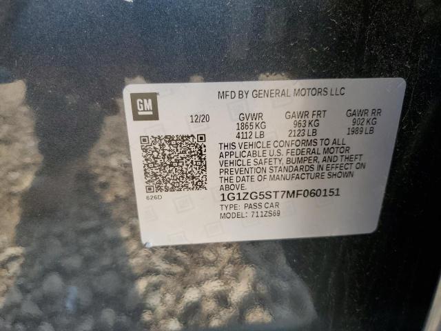 1G1ZG5ST7MF060151 - 2021 CHEVROLET MALIBU RS GRAY photo 12