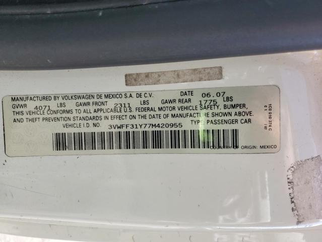 3VWFF31Y77M420955 - 2007 VOLKSWAGEN NEW BEETLE TRIPLE WHITE WHITE photo 12