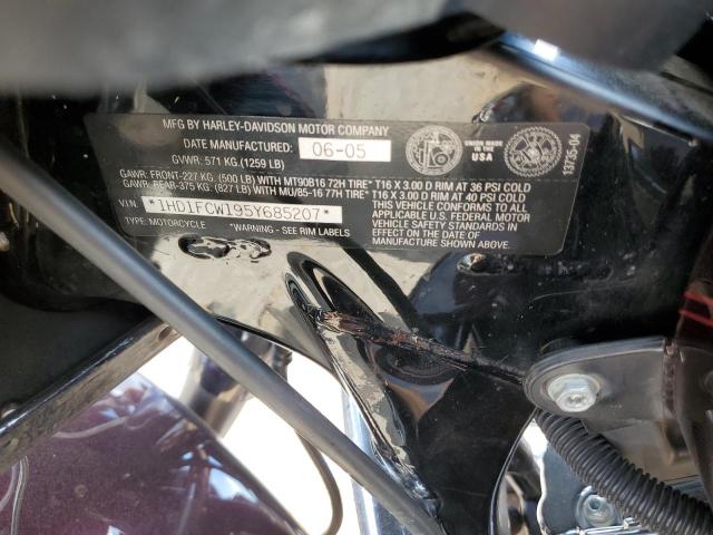 1HD1FCW195Y685207 - 2005 HARLEY-DAVIDSON FLHTCUI მუქწითელი ფოტო 10