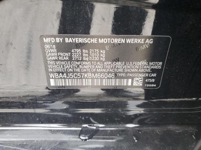 WBA4J5C57KBM66046 - 2019 BMW 440I GRAN COUPE BLACK photo 13