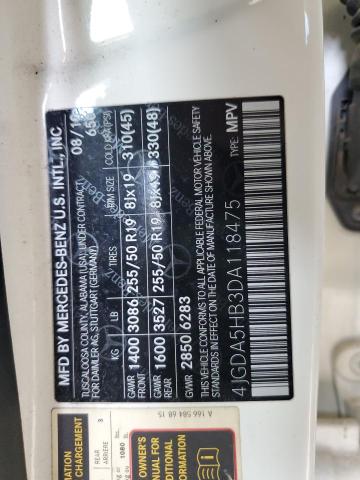 4JGDA5HB3DA118475 - 2013 MERCEDES-BENZ ML 350 4MATIC WHITE photo 13