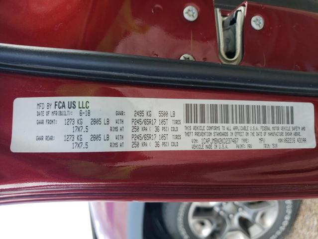 1C4PJMBX2KD237467 - 2019 JEEP CHEROKEE TRAILHAWK Tünd qırmızı foto 13