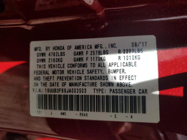 19UUB3F69JA003503 - 2018 ACURA TLX TECH+A Красный фото 13