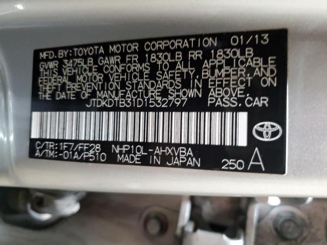 JTDKDTB31D1532797 - 2013 TOYOTA PRIUS C SILVER photo 13