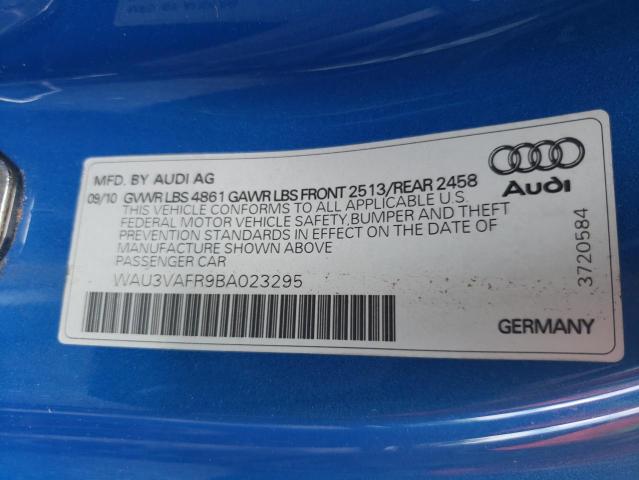 WAU3VAFR9BA023295 - 2011 AUDI S5 PRESTIGE BLUE photo 13