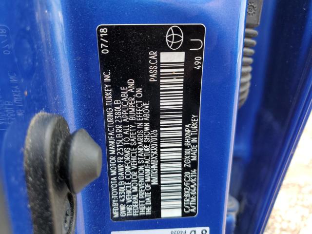 NMTKHMBX5KR070126 - 2019 TOYOTA C-HR XLE BLUE photo 13