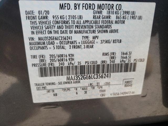 MAJ3S2GE6LC356241 - 2020 FORD ECOSPORT SE GRAY photo 13