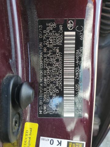 JTDKN3DU6D5593977 - 2013 TOYOTA PRIUS BURGUNDY photo 12
