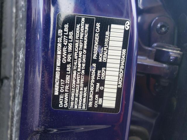 SJKCH5CP3HA034366 - 2017 INFINITI QX30 BASE BLUE photo 12