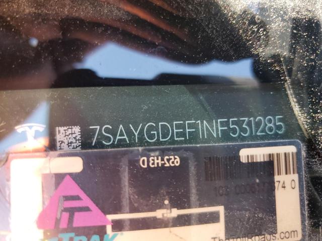 7SAYGDEF1NF531285 - 2022 TESLA MODEL Y Սև լուսանկար 13